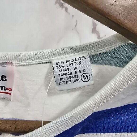 Vintage Shirt Womens Large Striped Primary Red 90s Henley Rugby Deadstock NOS - Picture 4 of 14